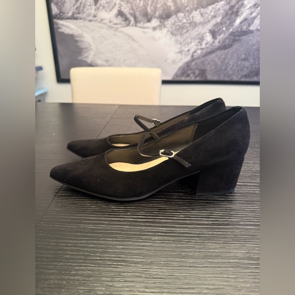 Nine West Prix Pump Black Block Heel Pointed Toe Heels Mary Jane Size 9 - Picture 3 of 9